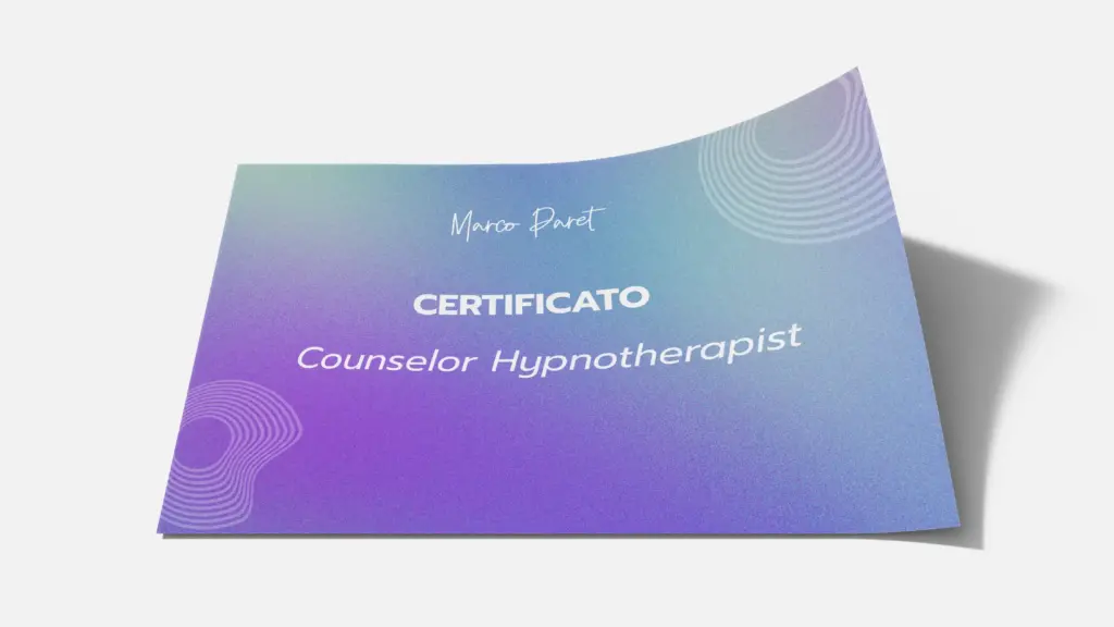 certificato Master Ipnosi Marco Paret